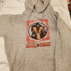 Mortal Kombat Scorpion Graphic Hoodie Gray Pullover Size med/lrg
